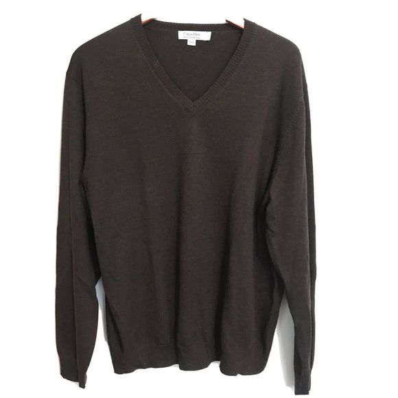 Calvin Klein Other - Calvin Klein Men's V-Neck Sweater Large Brown Wool
